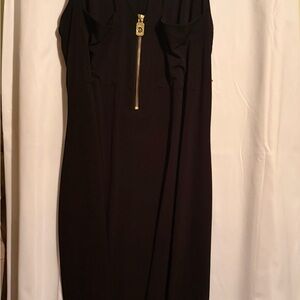 Michael Kors Black Midi Dress with Gold Accent